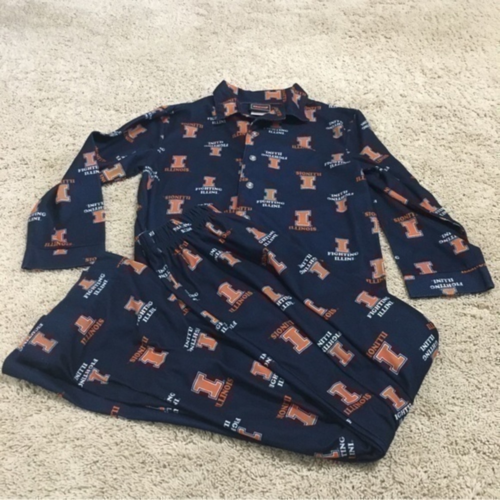 Fighting Illini Illinois boys size 12/14 large flannel pajamas